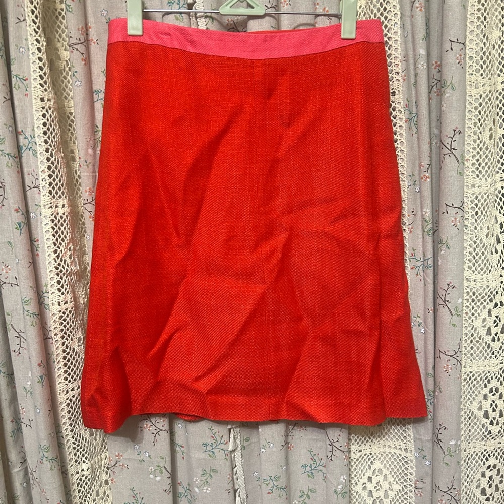 Boden Textured A-Line Skirt Red & Pink‎ Contrast Waistband Size US 4 UK 8